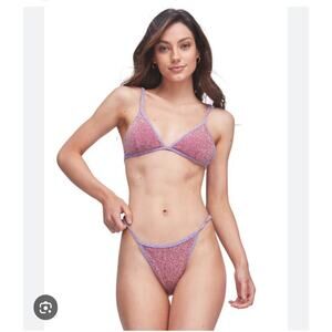 Capittana Women's Olivia Fuchsia Shiny Triangle Bikini Bottom Low Waist L NWT